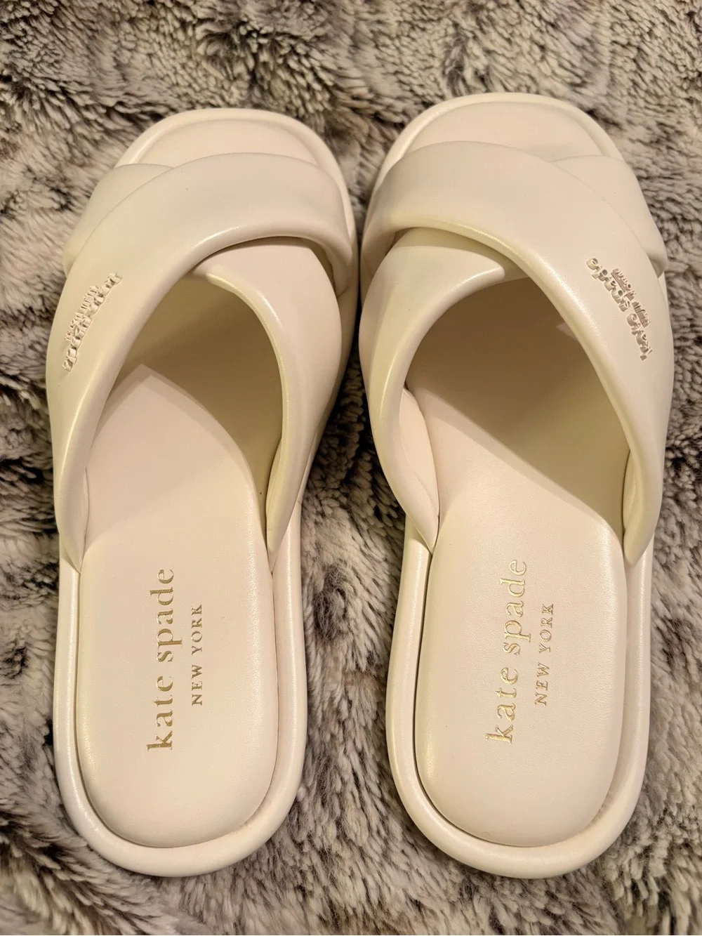 kate spade Cream Crossover Rio Slide Sandals
